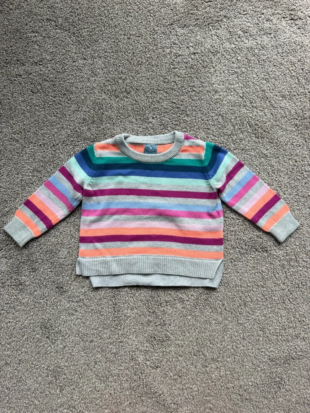 GAP Gray Sweater with Bright Multicolor Stripes